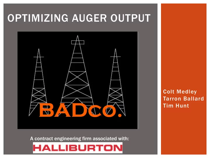 optimizing auger output