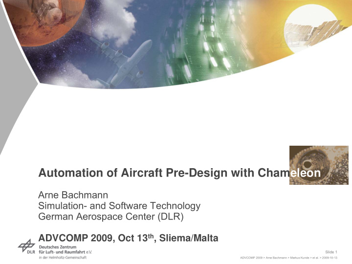 automation of aircraft pre design with chameleon
