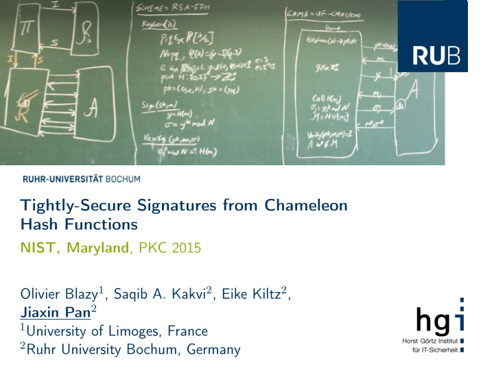 tightly secure signatures from chameleon hash functions