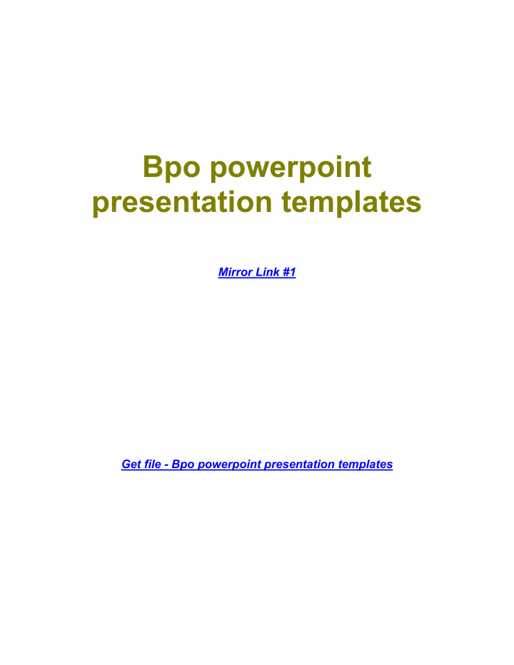 bpo powerpoint presentation templates