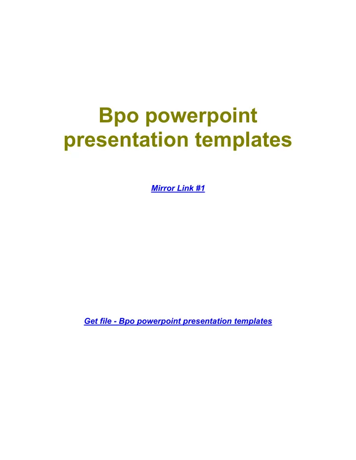 bpo powerpoint presentation templates
