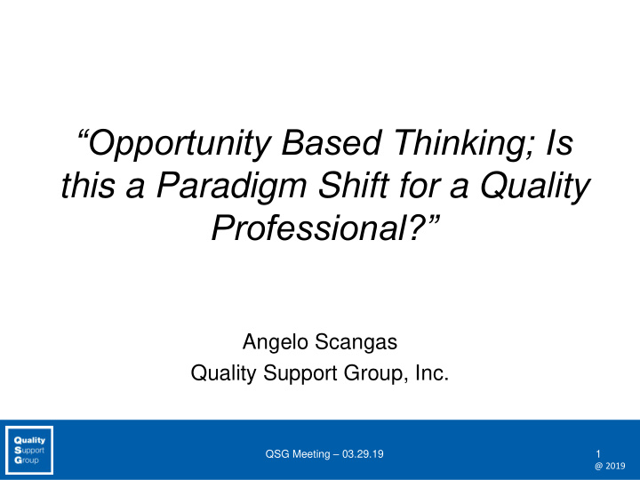 opportunity based thinking is