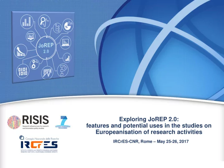 features and potentialities of the jorep database