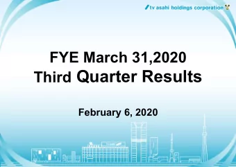 Third Quarter Results  February 6, 2020  Consolidated Results  FY19/3 3Q  FY20/3 3Q  YoY  YoY()