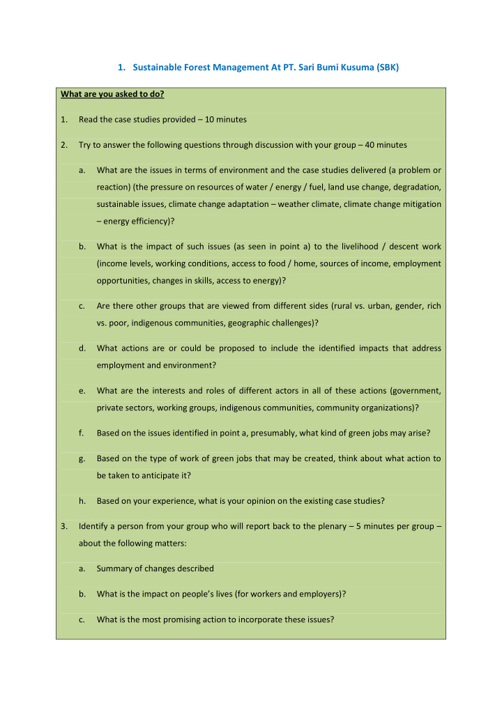 1 sustainable forest management at pt sari bumi kusuma sbk