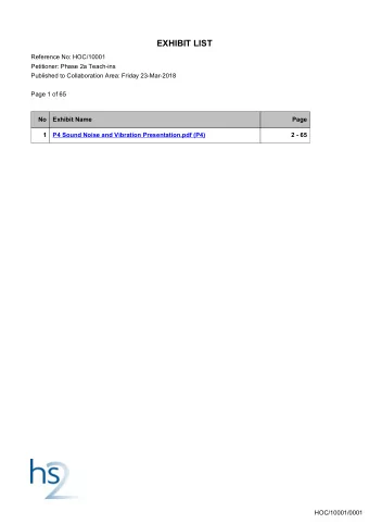 EXHIBIT LIST  Reference No: HOC/10001  Petitioner: Phase 2a Teach-ins  Published to Collaboration