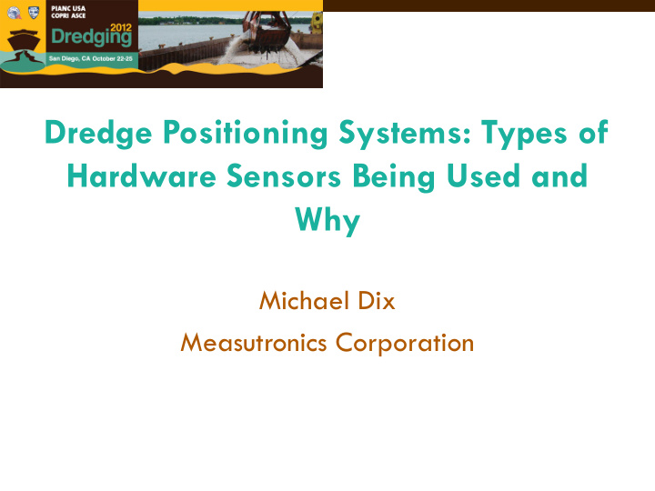 dredge positioning systems types of hardware sensors