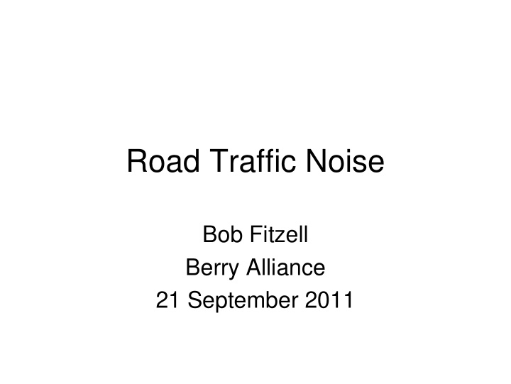road traffic noise