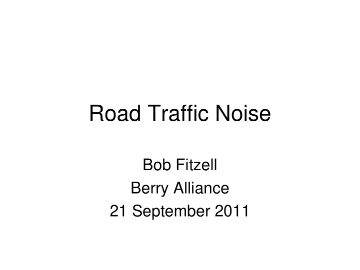 road traffic noise