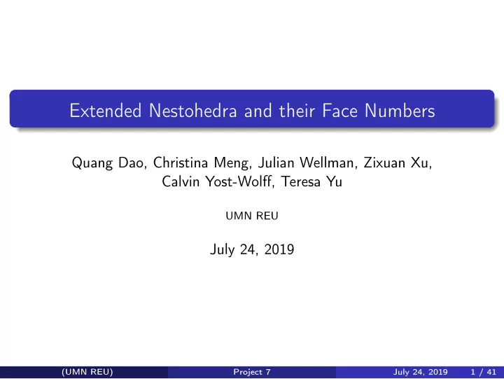 extended nestohedra and their face numbers