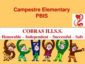 Campestre Elementary  PBIS  COBRAS H.I.S.S. Honorable  Independent  Successful  Safe  OUR