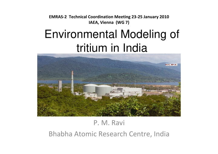 environmental modeling of tritium in india
