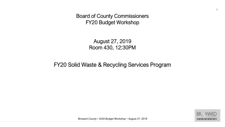 fy20 solid fy 20 solid was waste te re recy cycl clin ing