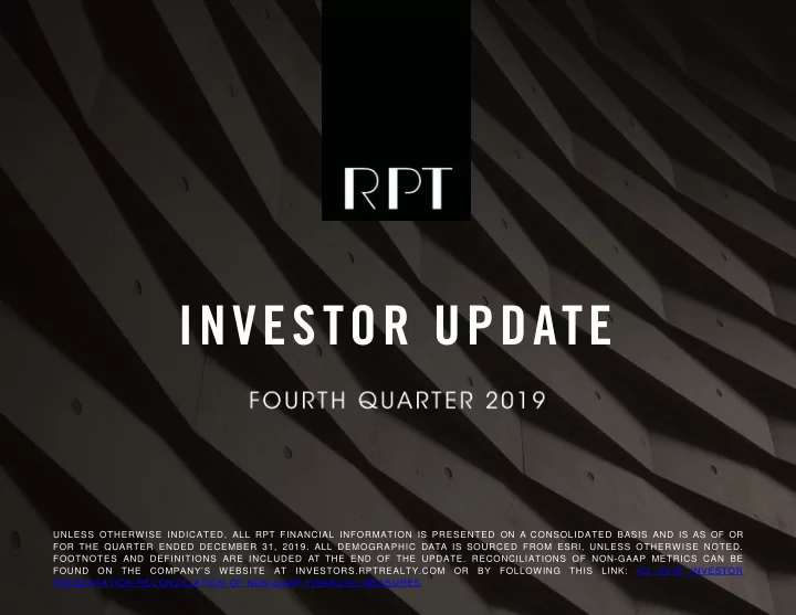 investor update