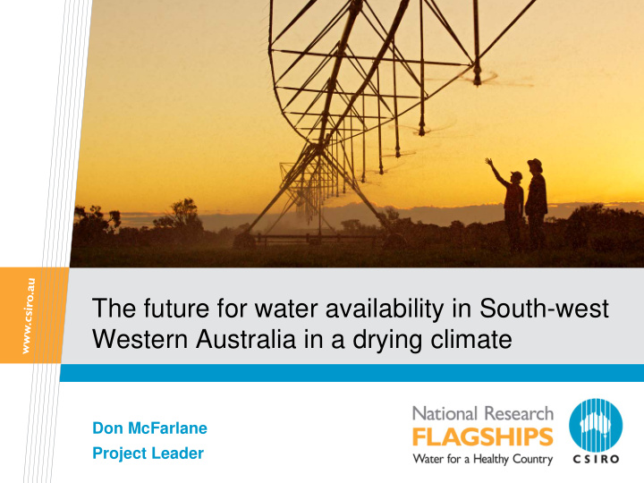 the future for water availability in south west western