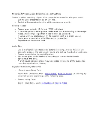 Audio Tips  -  Use a microphone and test audio before recording. A wired headset will generally