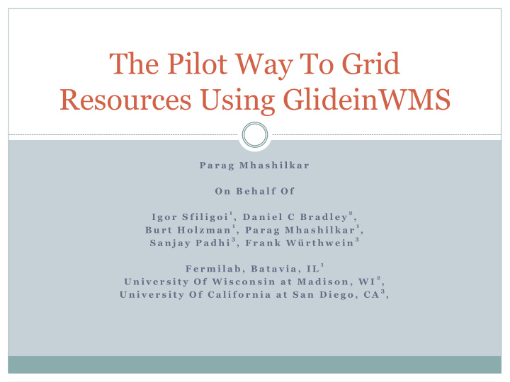 resources using glideinwms