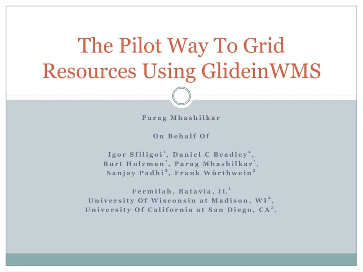 resources using glideinwms