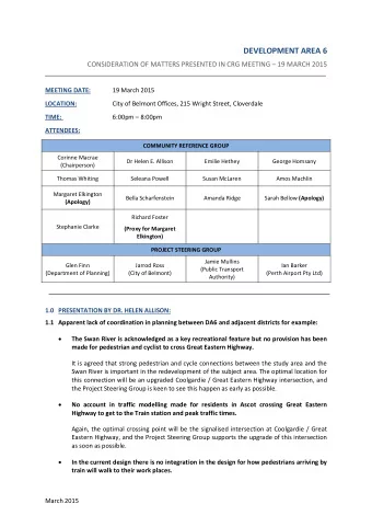 DEVELOPMENT AREA 6 CONSIDERATION OF MATTERS PRESENTED IN CRG MEETING  19 MARCH 2015  MEETING