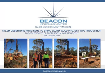 DRAFT  SEPTEMBER 2018  beaconminerals.com.au  DISCLAIMERS  SOPHISTICATED OR PROFESSIONAL INVESTORS