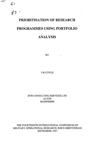 ANALYSIS zyxwvutsrqponmlkjihgfedcbaZYXWVUTSRQPONMLKJIHGFEDCBA  PRIORITISATION OF RESEARCH