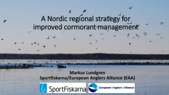 A Nordic regional strategy for  improved cormorant management  Markus Lundgren