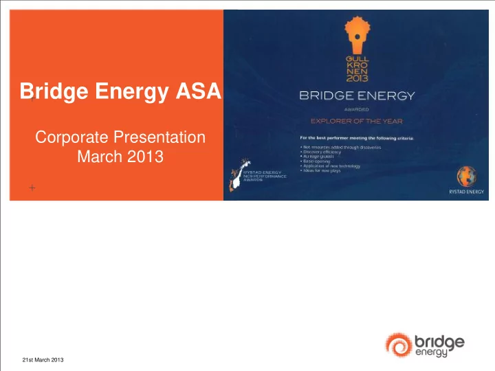 bridge energy asa