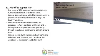 2017 is off to a great start!  Access  6/10  Our team of 33 inspectors has completed over