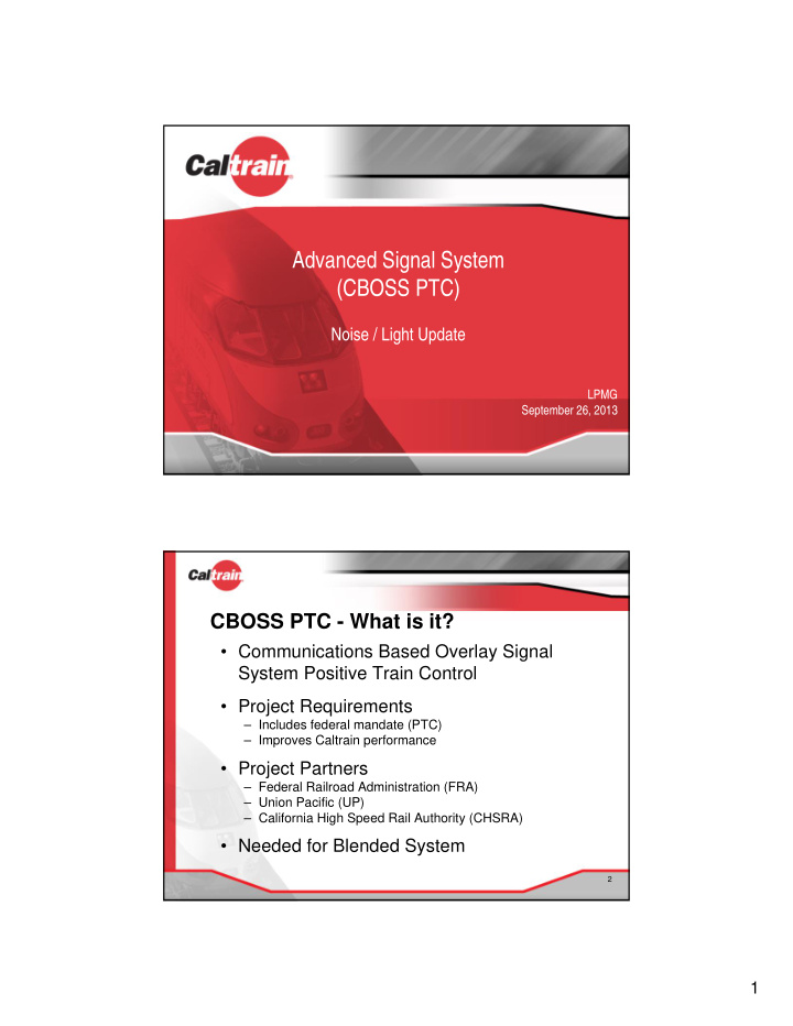 advanced signal system cboss ptc