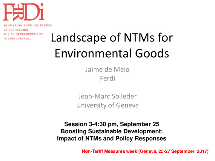 landscape of ntms for environmental goods