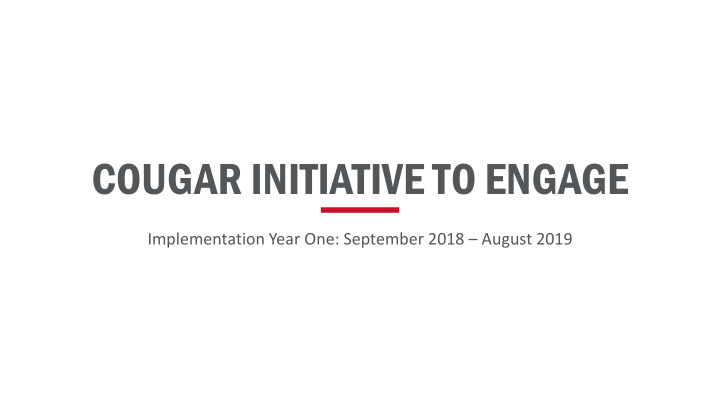 cougar initiative to engage