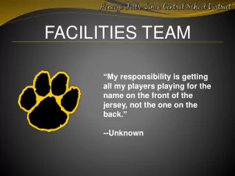 FACILITIES TEAM My responsibility is getting  all my players playing for the  name on the front