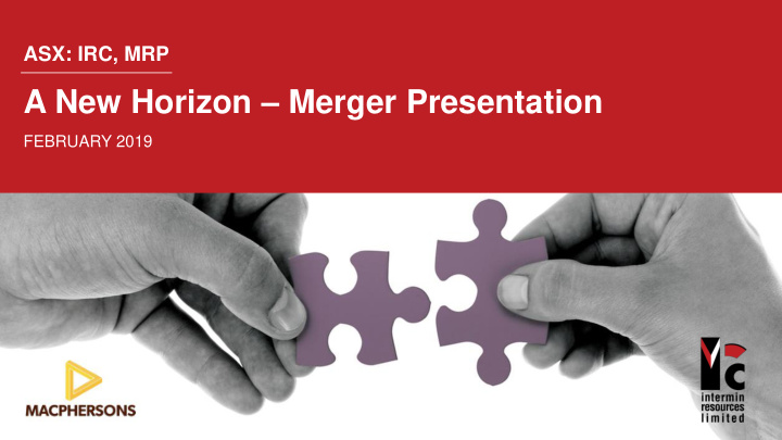 a new horizon merger presentation