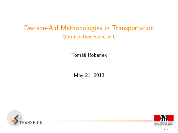 decison aid methodologies in transportation