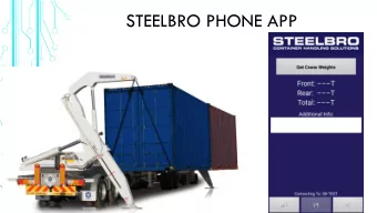 STEELBRO PHONE APP  WHAT  To determine the best way for STEELBRO to extract weight data  from
