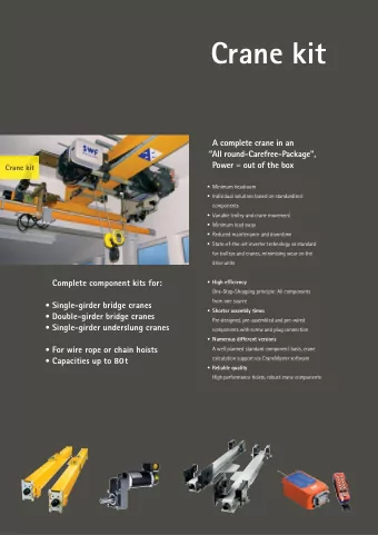 Crane kit  A complete crane in an  All round-Carefree-Package,  Power  out of the box