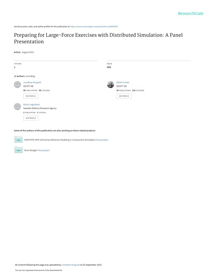 preparing for large force exercises with distributed