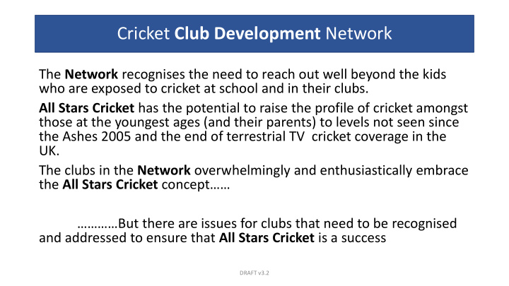 cricket club development network