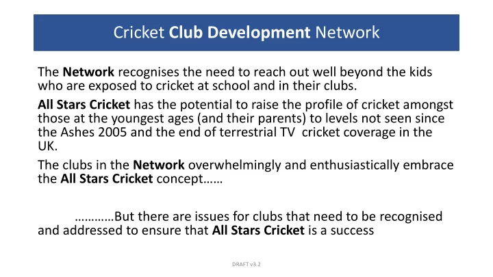 cricket club development network
