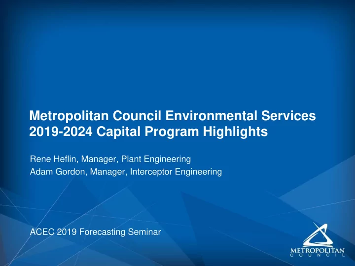 metropolitan council environmental services 2019 2024