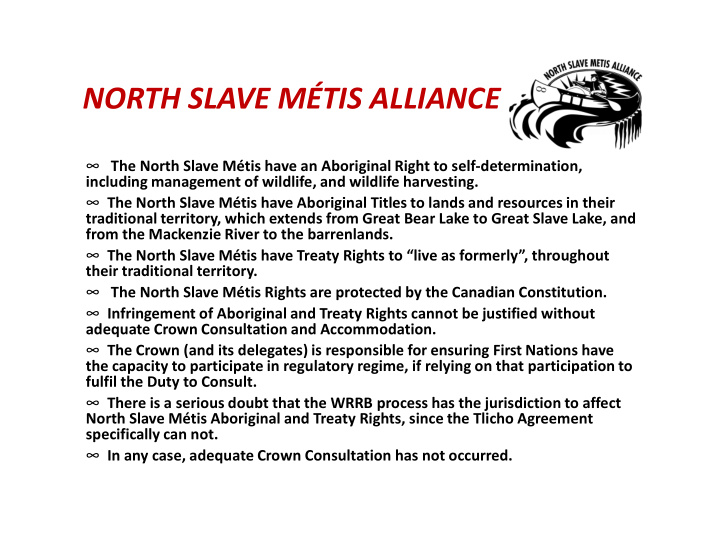 north slave m tis alliance