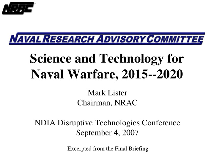 science and technology for naval warfare 2015 2020