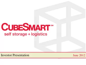 Investor Presentation  June 2012  Safe Harbor Statement  The forward-looking statements contained