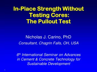 In  In-Pl  Place St  Stre  rength Wi  h Withou  out  Tes  esting Co  Cores  es:  The  he Pul