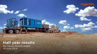Half year results  For the six months ended  30 June 2019 Results presentation July 2019  1