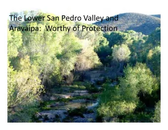 The Lower San Pedro Valley and Aravaipa: Worthy of Protection The Cascabel Working Group  The