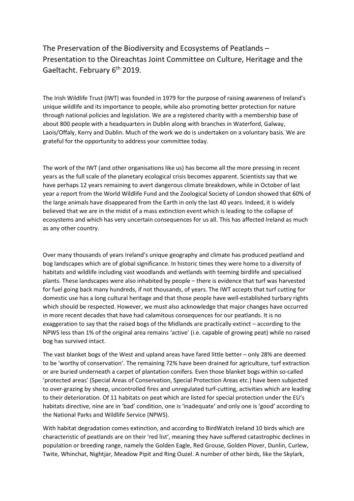 the preservation of the biodiversity and ecosystems of