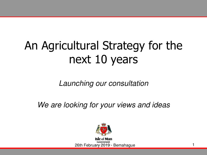 an agricultural strategy for the