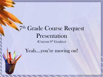 Presentation (Current 6 th Graders) Yeah.youre moving on! How do I get out of the 6 th grade?