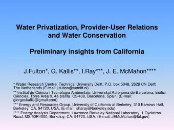Water Privatization, Provider-User Relations  and Water Conservation  Preliminary insights from